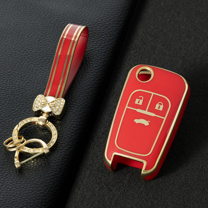 CED1T1 Red-Gold Plating 3 Button Soft TPU Car Key Case For Buick/Opel For Chevrolet Cruze Epica Lova Camaro Impala Aveo Malibu Sail Orlando