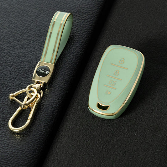 CEA2T1 Green-Gold Plating Car Key Cover For CHEVROLET Cruze Spark Camaro Volt Bolt Trax Malibu Captiva Equinox Trax Tracker AVEO Lova TPU Car Key Case Key Cover