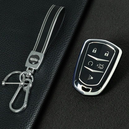 CAA2T1 Black-Silver Plating Car Key Cover Suitable for Cadillac Keycase Xt5 Xt4 Xt6 Ct5 Ct6 Ct4 Xts Shell Atsl Car Key Bag keychain