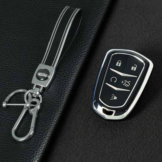CAA2T1 Black-Silver Plating Car Key Cover Suitable for Cadillac Keycase Xt5 Xt4 Xt6 Ct5 Ct6 Ct4 Xts Shell Atsl Car Key Bag keychain