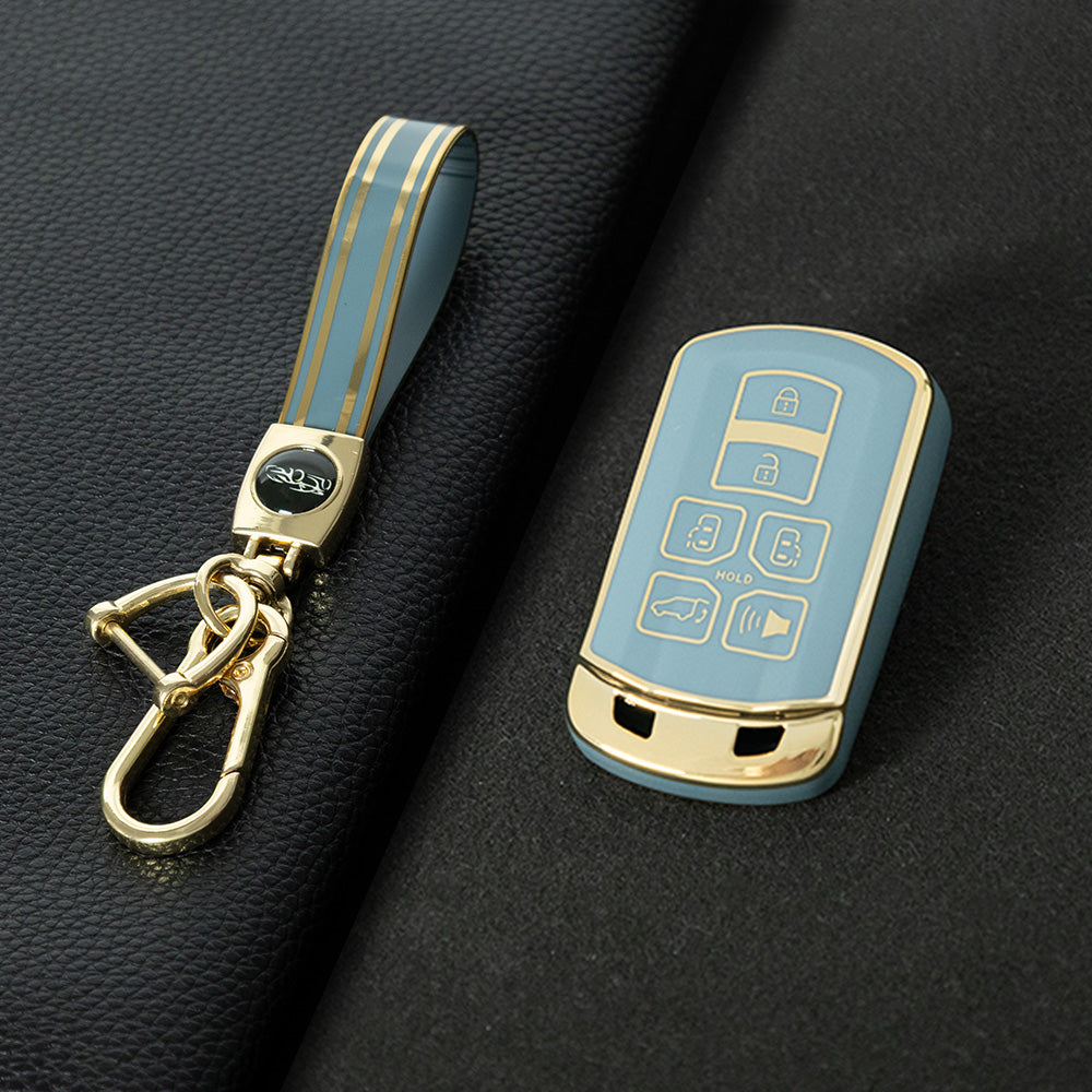 TOL1T1 Granny Grey-Gold Plating TPU Car Key Cover Case for Toyota Avalon camry COROLLA RAV4 Grand Highlander