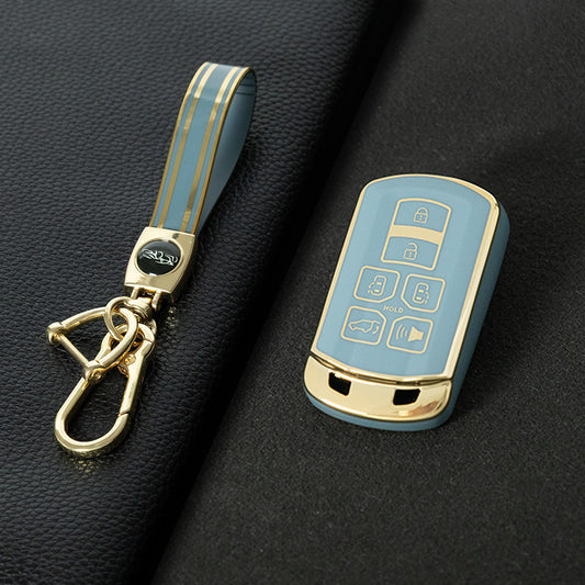 TOL1T1 Granny Grey-Gold Plating TPU Car Key Cover Case for Toyota Avalon camry COROLLA RAV4 Grand Highlander