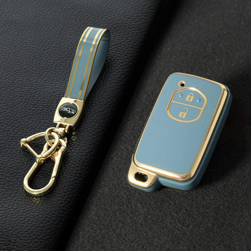 TOG2T1 Granny Grey-Gold Plating Car Key Cover Soft TPU Car Key Case Cover for Toyota Camry Highlander Crown Prado Land Cruiser Vitz Prius Corolla Accessories