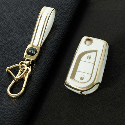 TOA2T1 White-Gold Plating Car Key Cover TPU Soft Cover Key Cases Suitable for toyota Carola Highlander New Reith RAV4 Car Key Cover