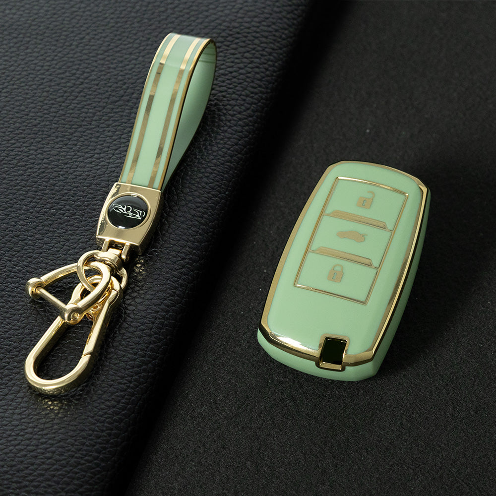 CHA1T1 Green-Gold Plating Car Key Cover Premium Soft TPU Car Key Case Cover Shell for CHANGAN CS15 CS35 CS55 CS75 RAETON CC EADO LUMIN Key Rings Keychain Bag
