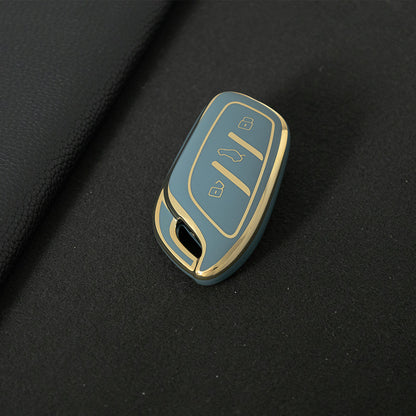 ROB1T1 Granny Grey-Gold Plating Car Key Cover For Roewe RX5 MG ZS GT GS 350 360 750 W5 Class Accessories Soft TPU Protection Car Case Shell