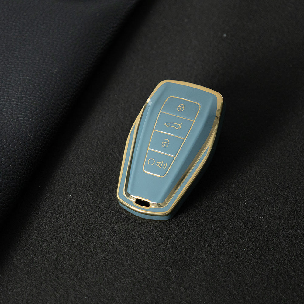 GEB3T1 Granny Grey-Gold Plating Car Key Cover For Geely Auto Tugella EPro Emgrand L S GS GL EV RS Coolray Atlas Pro Proton X7 Geometry Fob