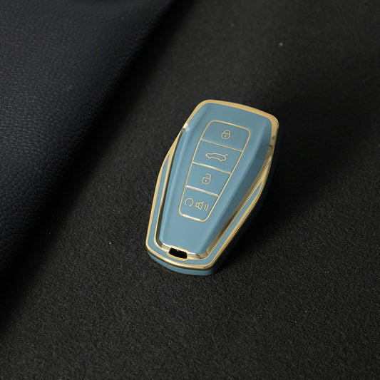 GEB3T1 Granny Grey-Gold Plating Car Key Cover For Geely Auto Tugella EPro Emgrand L S GS GL EV RS Coolray Atlas Pro Proton X7 Geometry Fob