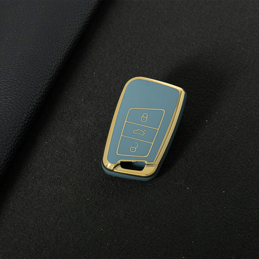 VOD1T1 Granny Grey-Gold Plating Car Key Cover For VW Polo Lavda Jetta Beetle Passat B5 B6 B7 Bora Santana Tiguan Car Key Cover