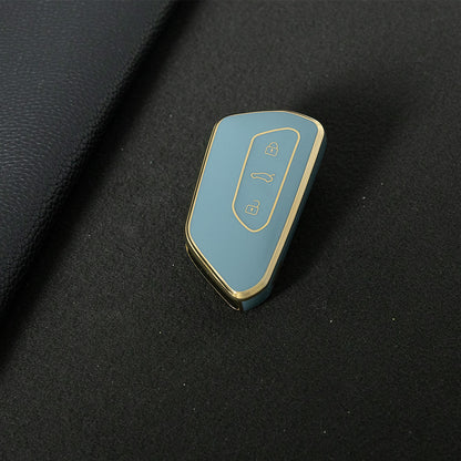 VOC1T1 Granny Grey-Gold Plating Car Key Cover For Volkswagen Golf 8 MK8 ID3 ID4 Cupra Skoda Octavia A8 SEAT Leon MK4 Formentor Tarraco