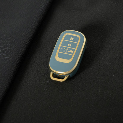 HOB1T1 Granny Grey-Gold Plating Car Key Cover For Honda Civic Accord HR-V CR-V CRV 2021 2022 2023 5Buttons Auto Shell Fob Holder TPU Car Key Case Cover Keychain Accessories
