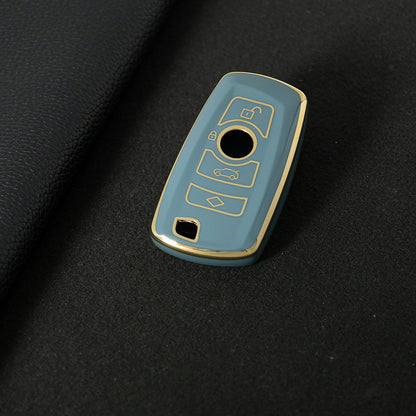 BMC1T1 Granny Grey-Gold Plating Car Key Cover BMW Car Key Case Cover TPU Flip Remote Accessory for 1 2 3 4 5 6 7 X3 X4 X5 X6 F36 F25 F26 F30 F34 F10 F07 F20 Z10 G30