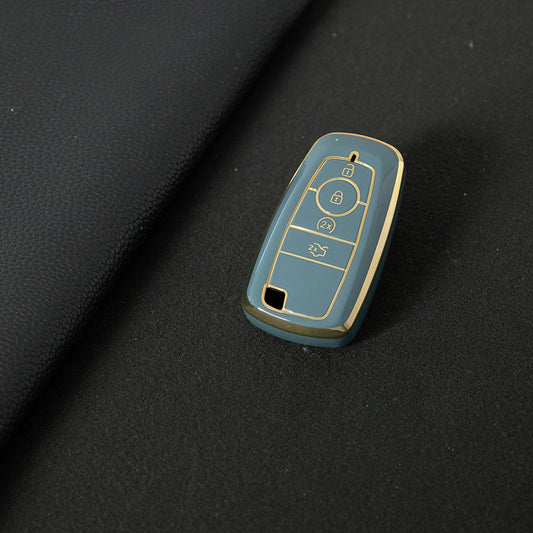 FOB3T1 Granny Grey-Gold Plating Suitable for Mondeo Keycases, Ruiji Car Keychains, High-end Taurus Ruijie Fox Car Key Remote Control keychain