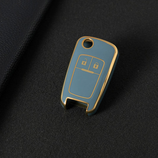CED4T1 Granny Grey-Gold Plating Car Key Cover TPU Key Cover for Chevrolet Cruze Aveo Trax Sail Malibu for Opel Vauxhall Astra Corsa Meriva Insignia Key case