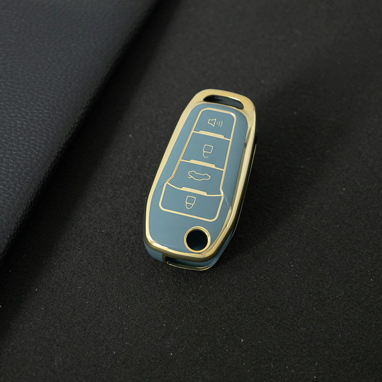 FOA7T1 Granny Grey-Gold Plating Car Key Cover for Ford Fusion Fiesta Escort Mondeo Everest Ranger