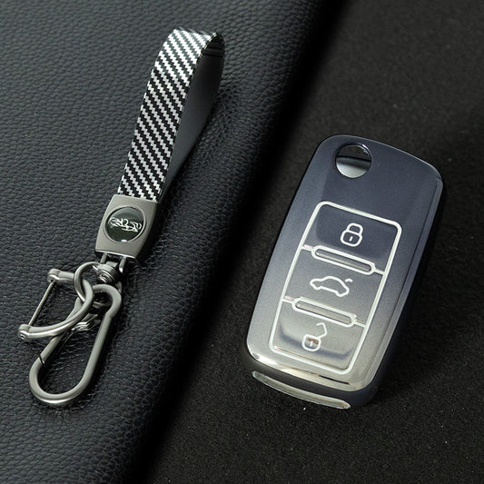 VOB1T1 Gradient Gray Car Key Cover For Volkswagen Sagitar PASSAT CC Polo Skoda Key Rings Keychain