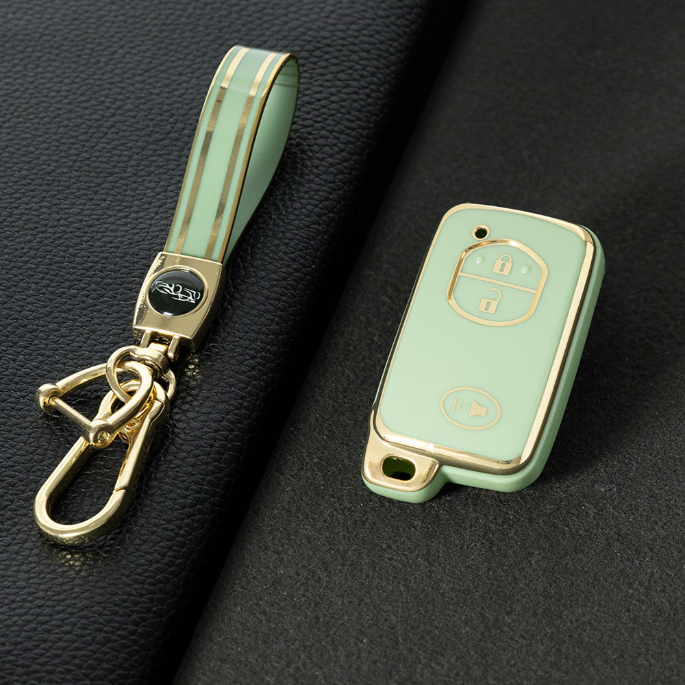 TOG3T1 Green-Gold Plating Soft TPU Car Key Case Cover for Toyota Camry Highlander Crown Prado Land Cruiser Vitz Prius Corolla Accessories