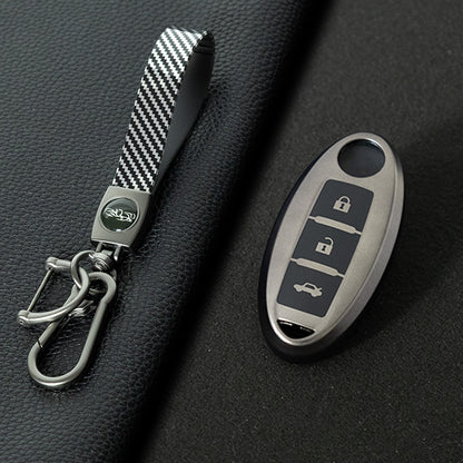 NIB3T1 Black-Metal Gray Plating Car Key Cover High Quality Soft TPU 3-Button Popular Key Case Cover Shell for Nissan Patrol Tiida Qashqai X-Trail Juke Navara Car Accessory
