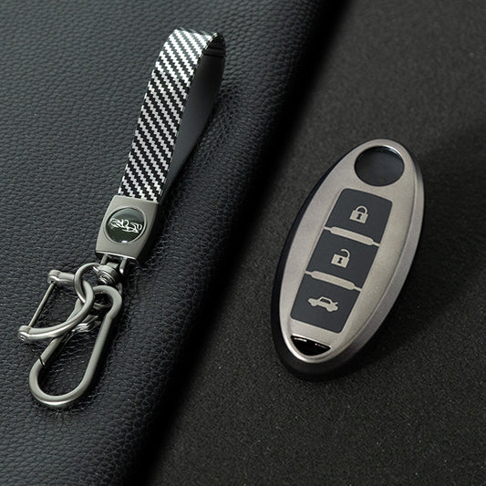 NIB3T1 Black-Metal Gray Plating Car Key Cover High Quality Soft TPU 3-Button Popular Key Case Cover Shell for Nissan Patrol Tiida Qashqai X-Trail Juke Navara Car Accessory