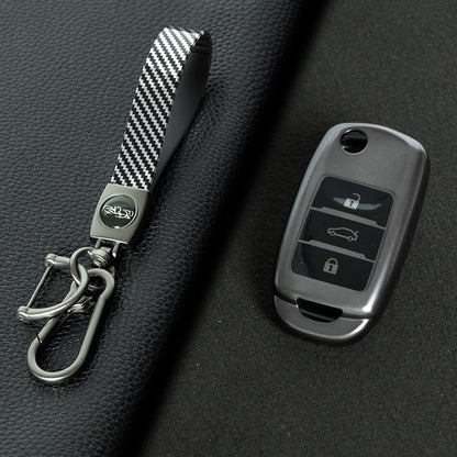 CHB1T1 Black-Metal Gray Plating Car Key Cover For Premium Soft TPU Car Key Case Cover  CHANGAN Benben E-Star CS15 CS35 CS55 EADO LUMIN Key Rings Keychain Bag
