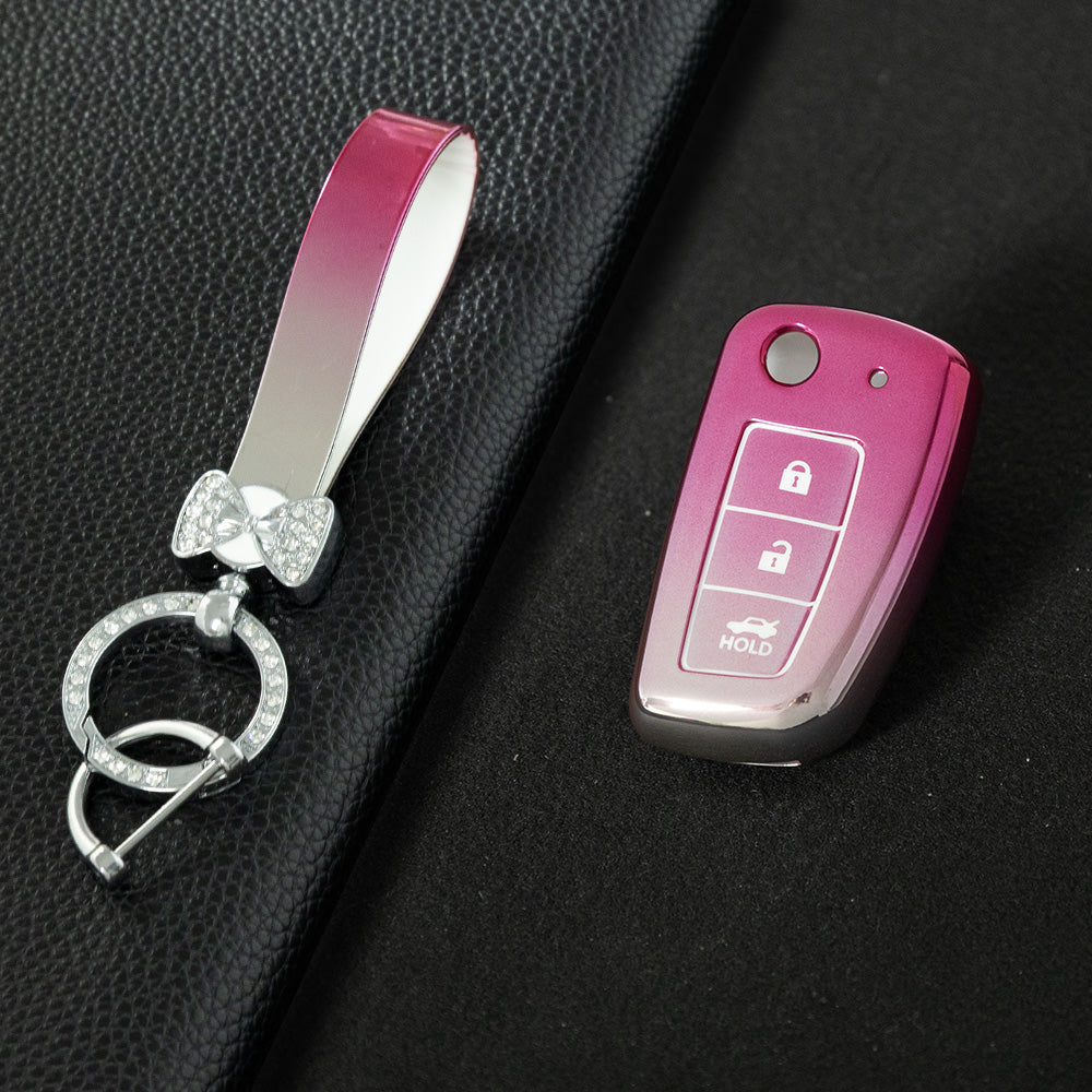 NIC1T1 Gradient Pink Car Key Cover Soft TPU Car Remote Key Case Cover Shell for Nissan X-Trail Qashqai J11 Juke Murano Micra Tiida Maxima Altima Kicks Accessories