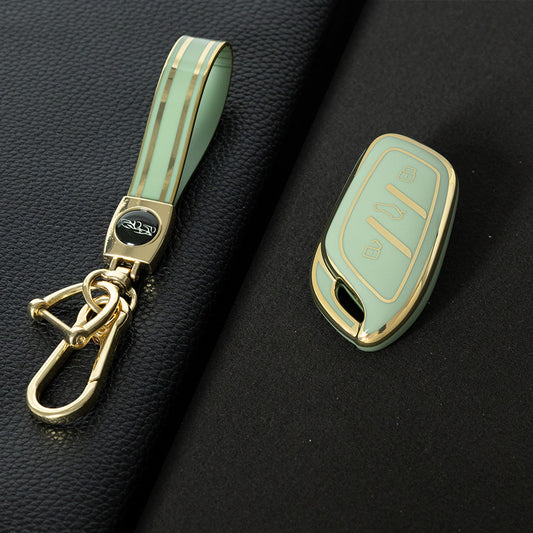 ROB1T1 Green-Gold Plating Car Key Cover For Roewe RX5 MG ZS GT GS 350 360 750 W5 Class Accessories Soft TPU Protection Car Case Shell
