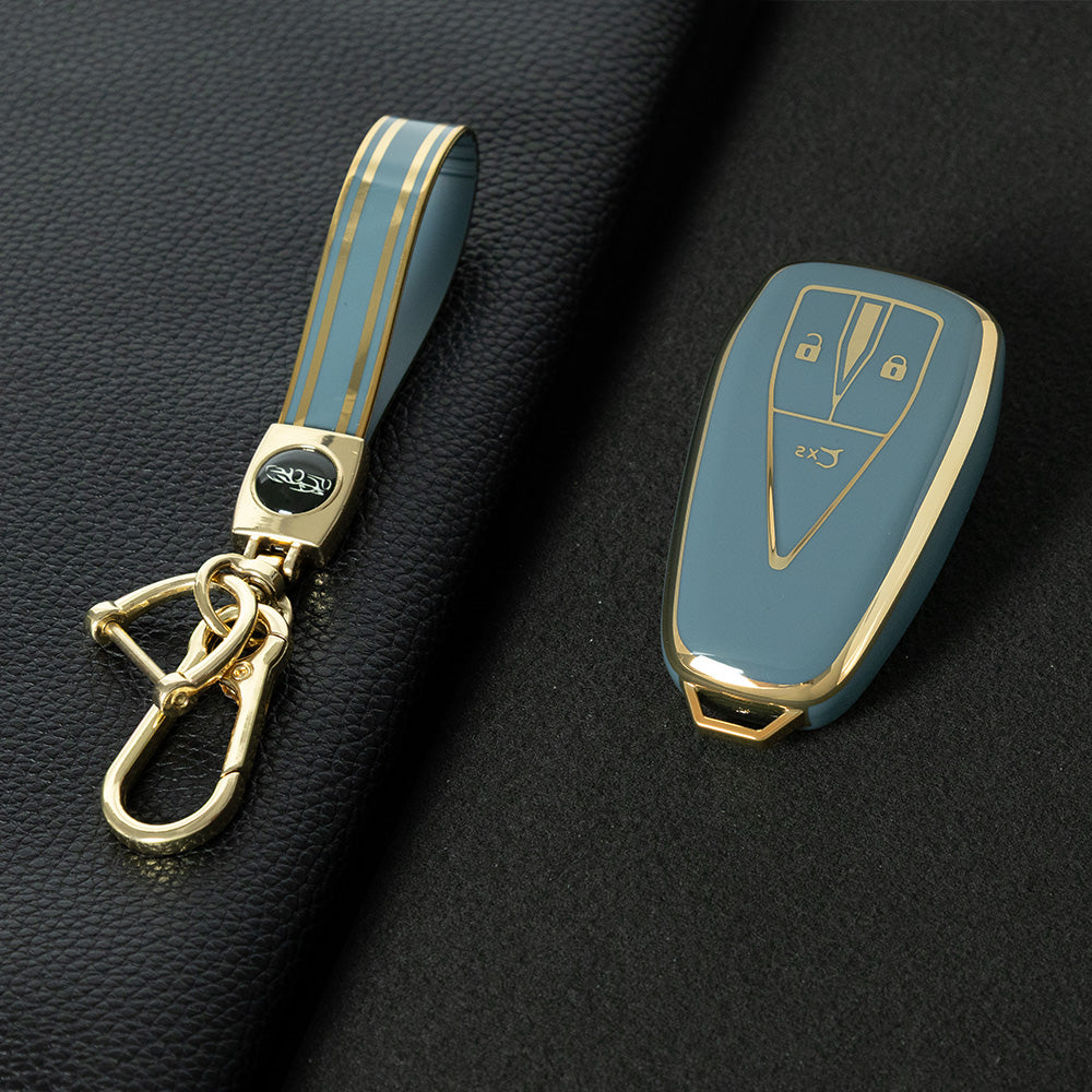 CHC1T1 Granny Grey-Gold Plating Car Key Cover For TPU Car Key Cover Shell Remote Key Protection Case Car Interior Accessories  Changan CS35 CS55 CS75 PLUS 2019