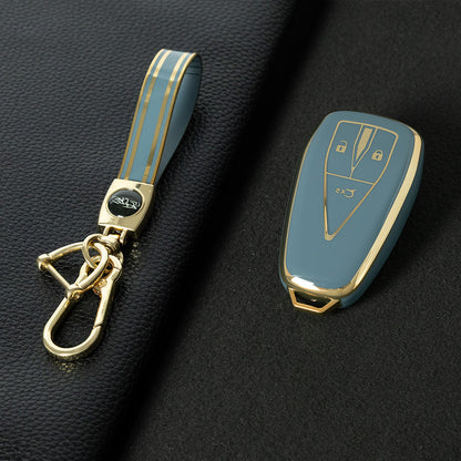 CHC1T1 Granny Grey-Gold Plating Car Key Cover For TPU Car Key Cover Shell Remote Key Protection Case Car Interior Accessories  Changan CS35 CS55 CS75 PLUS 2019