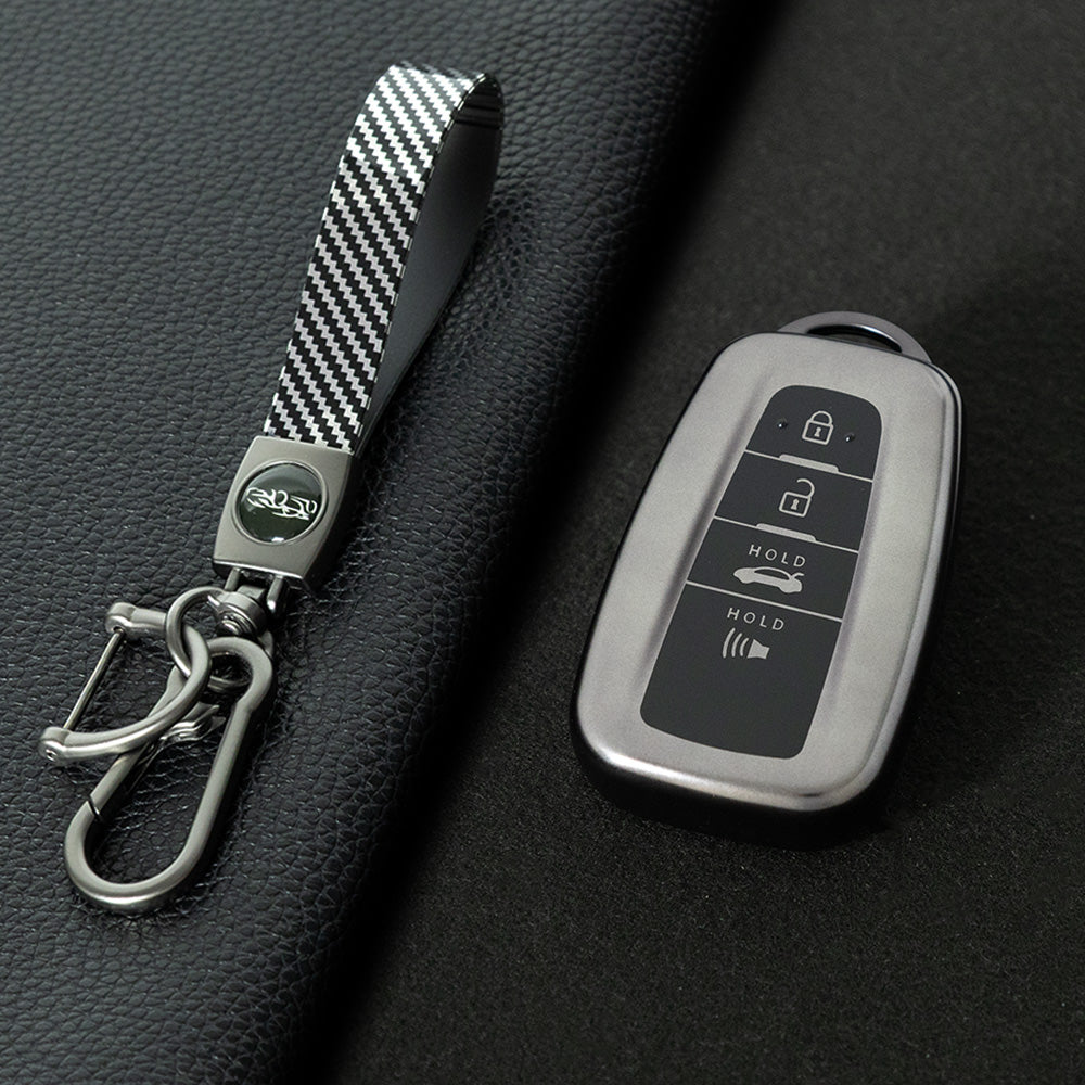 TOB4T1 Black-Metal Gray Plating Car Key Cover For Toyota Prius Camry Corolla C-HR CHR RAV4 Prado Izoa Levin Avalon 2018 2019 2020 Car Key Case Shell Cover Protector
