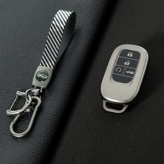HOB1T1 Black-Metal Gray Plating Car Key Cover For Honda Civic Accord HR-V CR-V CRV 2021 2022 2023 5Buttons Auto Shell Fob Holder TPU Car Key Case Cover Keychain Accessories
