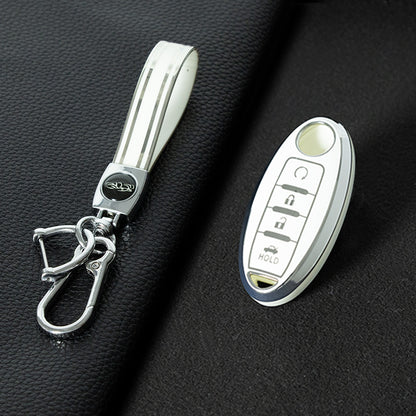 NIB4T1 White-Silver Plating Car Key Cover for Nissan Note Qashqai Pathfinder Rogue Versa Murano Infiniti Q50 Accessories Car Key