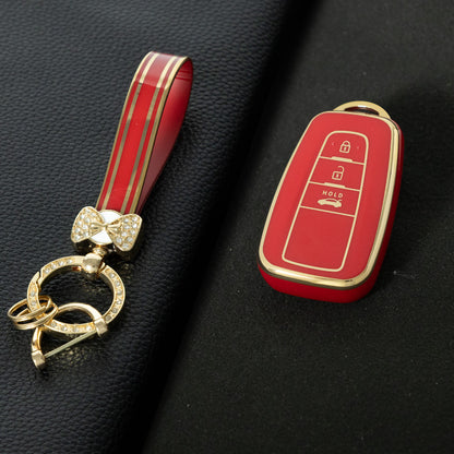 TOB1T1 Red-Gold Plating Car Key Cover For Toyota Rav4 Corolla CHR Verso Hilux Chaveiro Keyless Bag Car Accessories Key Cover TPU