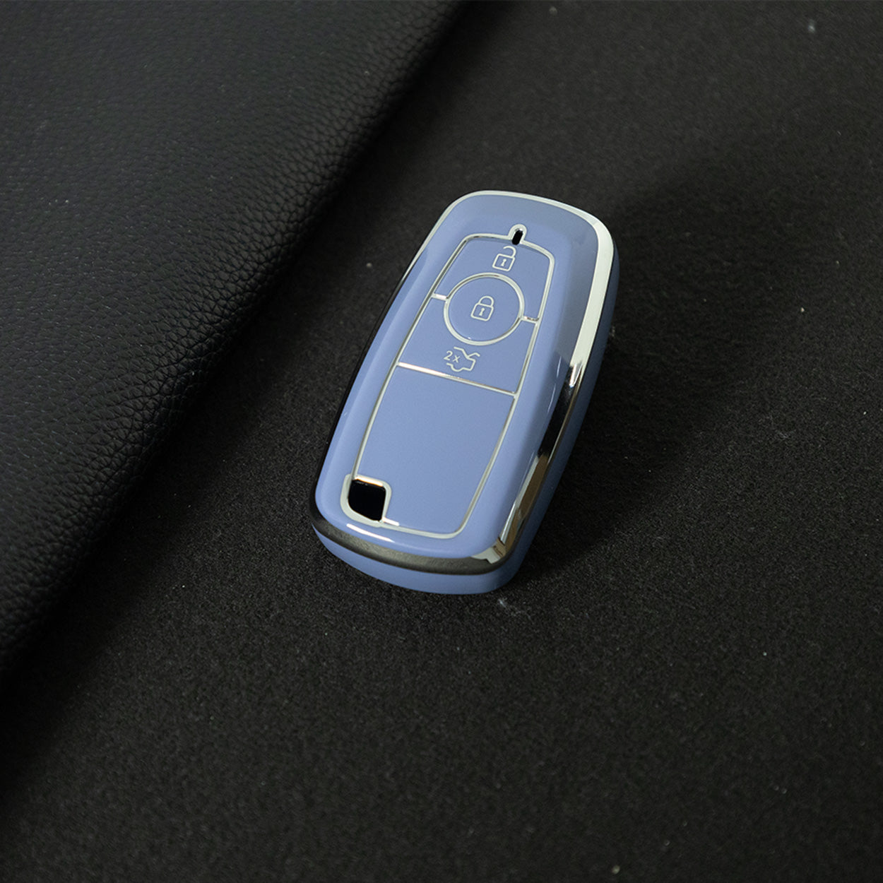 FOB1T1 Blue-Silver Plating TPU Car Key Case Cover Holder for Ford Fusion Edge Mustang Explorer F150 F250 F350