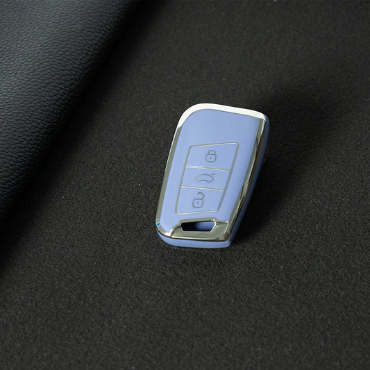 VOD1T1 Light Blue-Silver Plating Car Key Cover For VW Polo Lavda Jetta Beetle Passat B5 B6 B7 Bora Santana Tiguan Car Key Cover