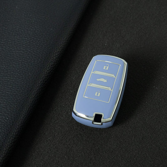 CHA1T1 Light Blue-Silver Plating Car Key Cover Premium Soft TPU Car Key Case Cover Shell for CHANGAN CS15 CS35 CS55 CS75 RAETON CC EADO LUMIN Key Rings Keychain Bag