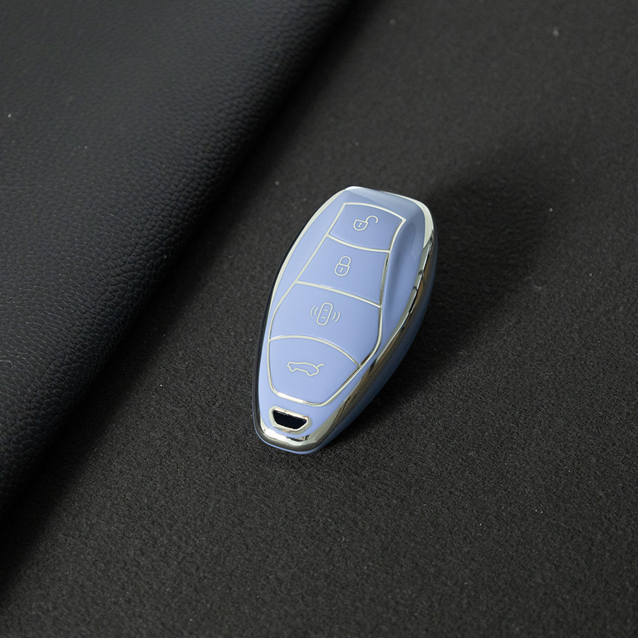 HND1T1 Light Blue-Silver Plating Car Key Cover For  Hongqi H5 Keycase, Brand New HQ9 Hongqi Car High-end Key case Buckle keychain