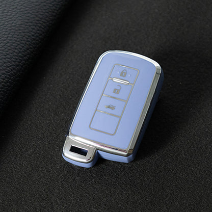 TOD1T1 Light Blue-Silver Plating Soft TPU Remote Car Key Case for Toyota Camry Corolla RAV4 Highlander Avalon 2015 - 2017 4 Buttons Cover Shell Holder