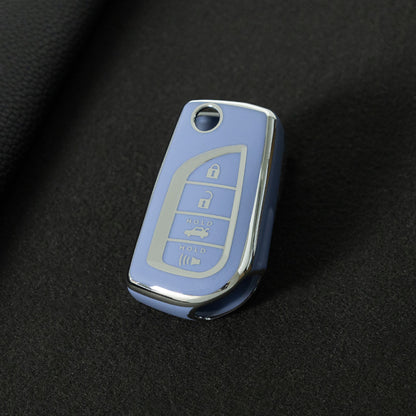 TOA5T1 Light Blue-Silver Plating TPU Protective Key Cover Case for Toyota New Corolla Camry RAV4 Avalon Izoa CHR Highlander Car Key Accessories