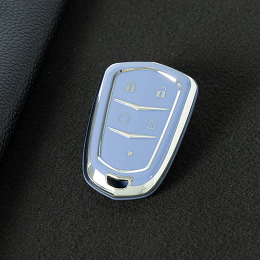 CAA2T1 Light Blue-Silver Plating Car Key Cover Suitable for Cadillac Keycase Xt5 Xt4 Xt6 Ct5 Ct6 Ct4 Xts Shell Atsl Car Key Bag keychain
