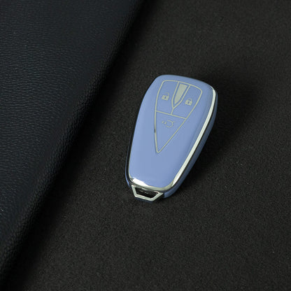 CHC1T1 Blue-Silver Plating Car Key Cover For TPU Car Key Cover Shell Remote Key Protection Case Car Interior Accessories  Changan CS35 CS55 CS75 PLUS 2019