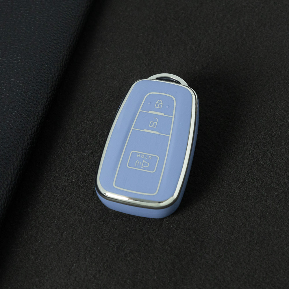 TOB3T1 Light Blue-Silver Plating Key case for Toyota Key Shells Noah 80/Voxy 80/Harrier 60/Esquaire/New Sienta Car Key Case TPU Protect Cover Carkey Shells