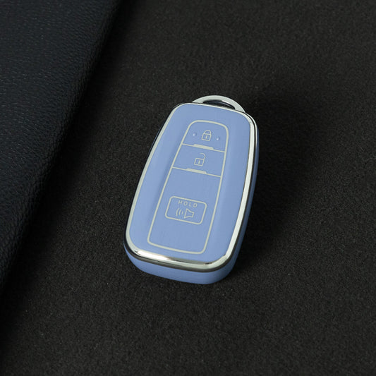 TOB3T1 Light Blue-Silver Plating Key case for Toyota Key Shells Noah 80/Voxy 80/Harrier 60/Esquaire/New Sienta Car Key Case TPU Protect Cover Carkey Shells