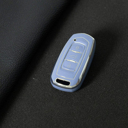 GEA1T1 Blue-Silver Plating Car Key Cover For Geely Auto GL New Emgrand GS Car Key Pack S1 Boyue X3 Yuanjing X6 Borui Binrui Buckle Shell keychain