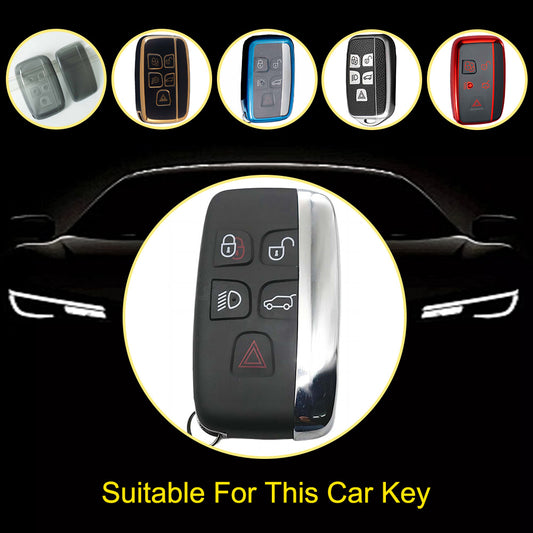LAA1T1 Black-Silver Plating Car Key Cover Fashionable Tpu Car Key Covers for Jaguar XE XF XJL Land Rover Evoque Defender Discovery Sport Velar Range Rover Freelander 2