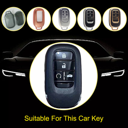 HOB1T1 Purple-Silver Plating Car Key Cover For Honda Civic Accord HR-V CR-V CRV 2021 2022 2023 5Buttons Auto Shell Fob Holder TPU Car Key Case Cover Keychain Accessories