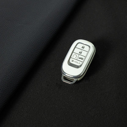 HOB6T1 White-Silver Plating Car Key Cover For Honda Civic 11th Gen Accord Vezel Freed Pilot CRV 5 Buttons Car Remote Key Case Cover Protector Accessories