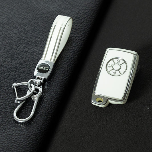 TOO1T1 White-Silver Plating TPU Car Key Case Cover for Toyota Reizhi RAV4 Overlord Previa Latest Designs Car Supplies