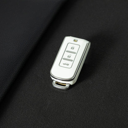 MIA1T1 White-Silver Plating TPU Car Remote Key Case Cover Shell for Mitsubishi Outlander ASX Pajero LANCER Sport Eclipse 3 Buttons Smart Keyless Fob