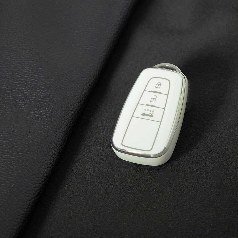 TOB1T1 White-Silver Plating Car Key Cover For Toyota Rav4 Corolla CHR Verso Hilux Chaveiro Keyless Bag Car Accessories Key Cover TPU