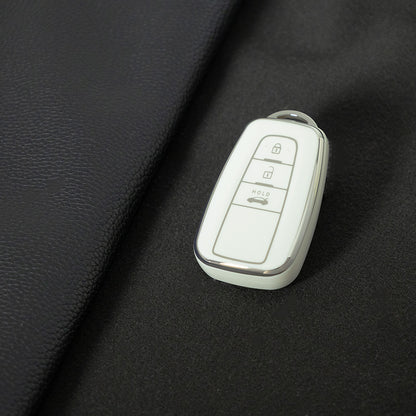 TOB1T1 White-Silver Plating Car Key Cover For Toyota Rav4 Corolla CHR Verso Hilux Chaveiro Keyless Bag Car Accessories Key Cover TPU